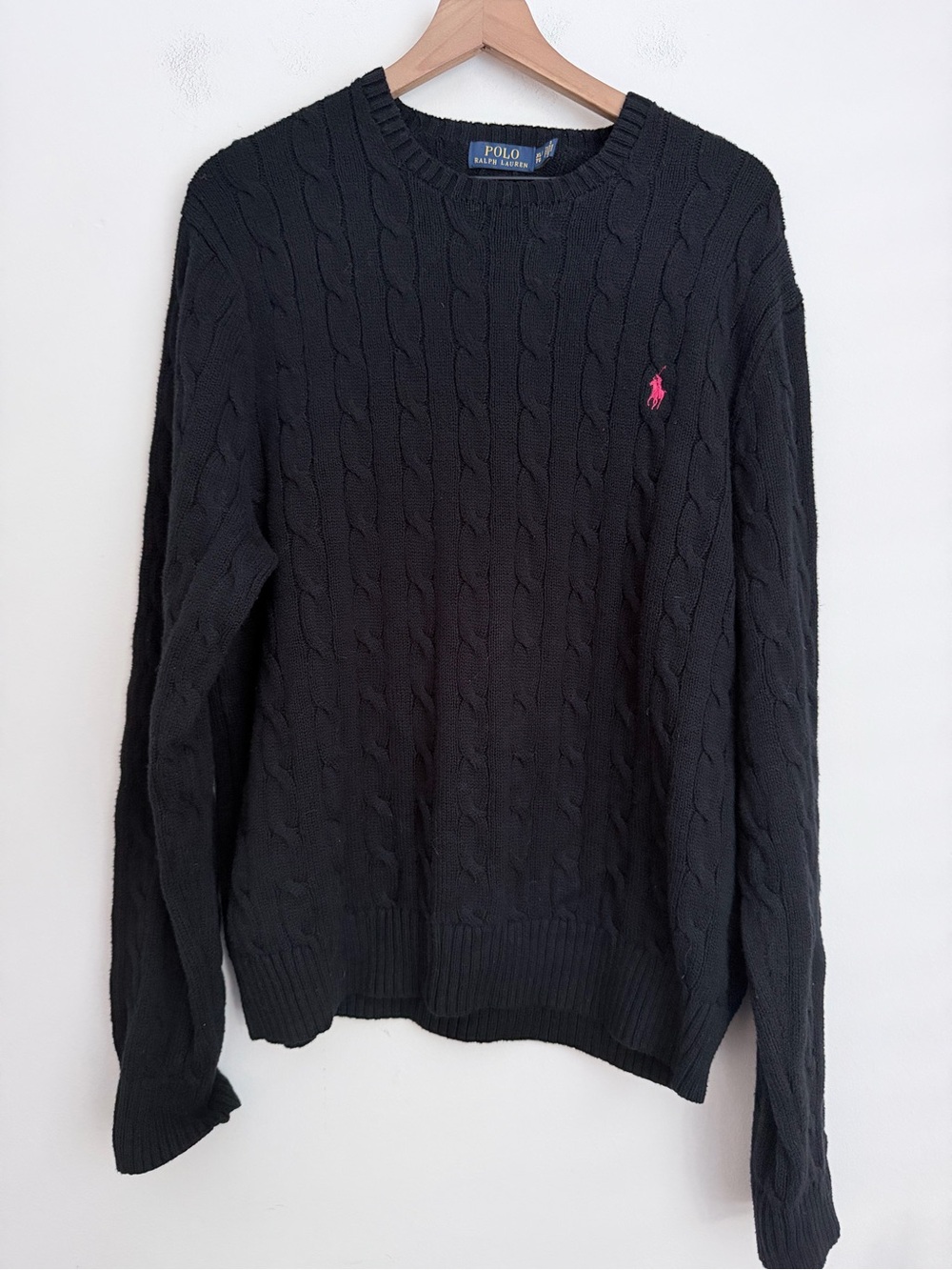 Polo Ralph Lauren Men's crewneck Cable Knit Sweater fisherman preppy academia XL